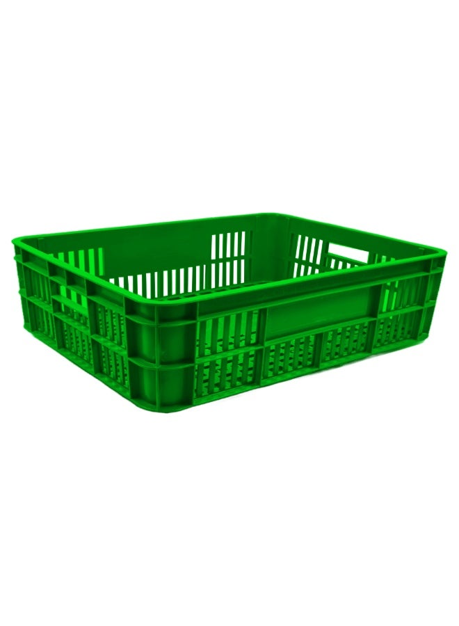 Plastica Industries LLC Bakery Crate Ventilated Storage Crate BC594517 Stackable & Durable Storage Box For Home Office and Outdoor Organizer (590mm x 450mm x 170mm) Green - Image 1